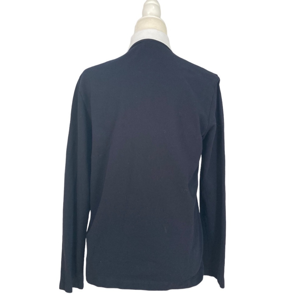 Fendi Long Sleeve Cotton Polo Shirt Blue contrast White Collar Fendi Logo - Picture 2 of 11